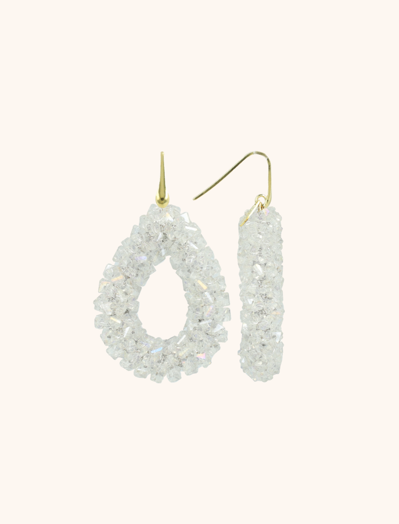 Crystal Silver Oorbellen Marieke Drop L. Raw