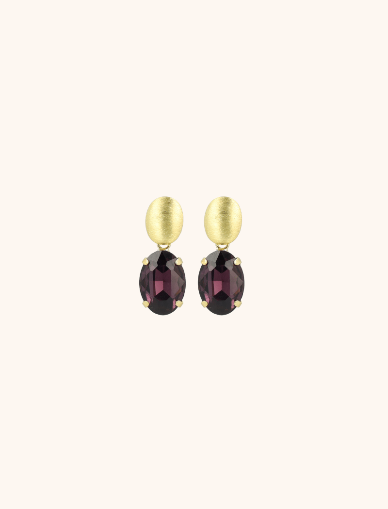 Daan Earrings Oval Strass Pendant M Purple