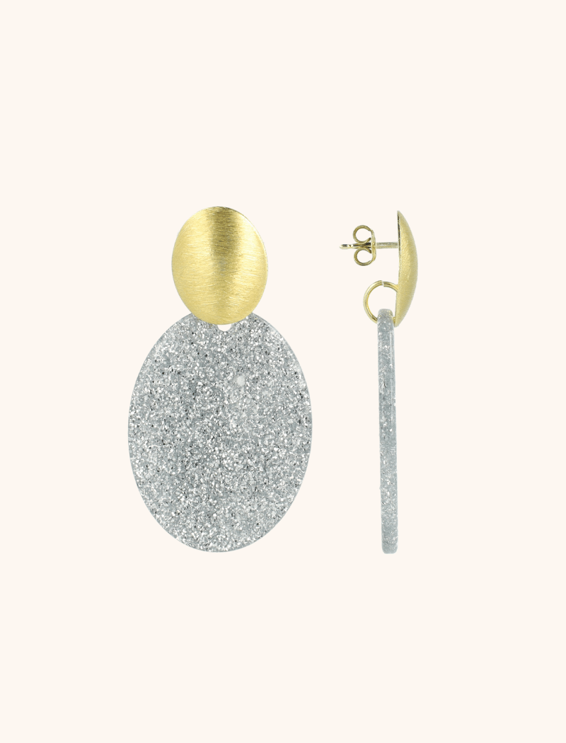 Zilveren Glitter Oorbellen Celia Ovaal Slott-theme.productDescriptionPage.SEO.byTheBrand