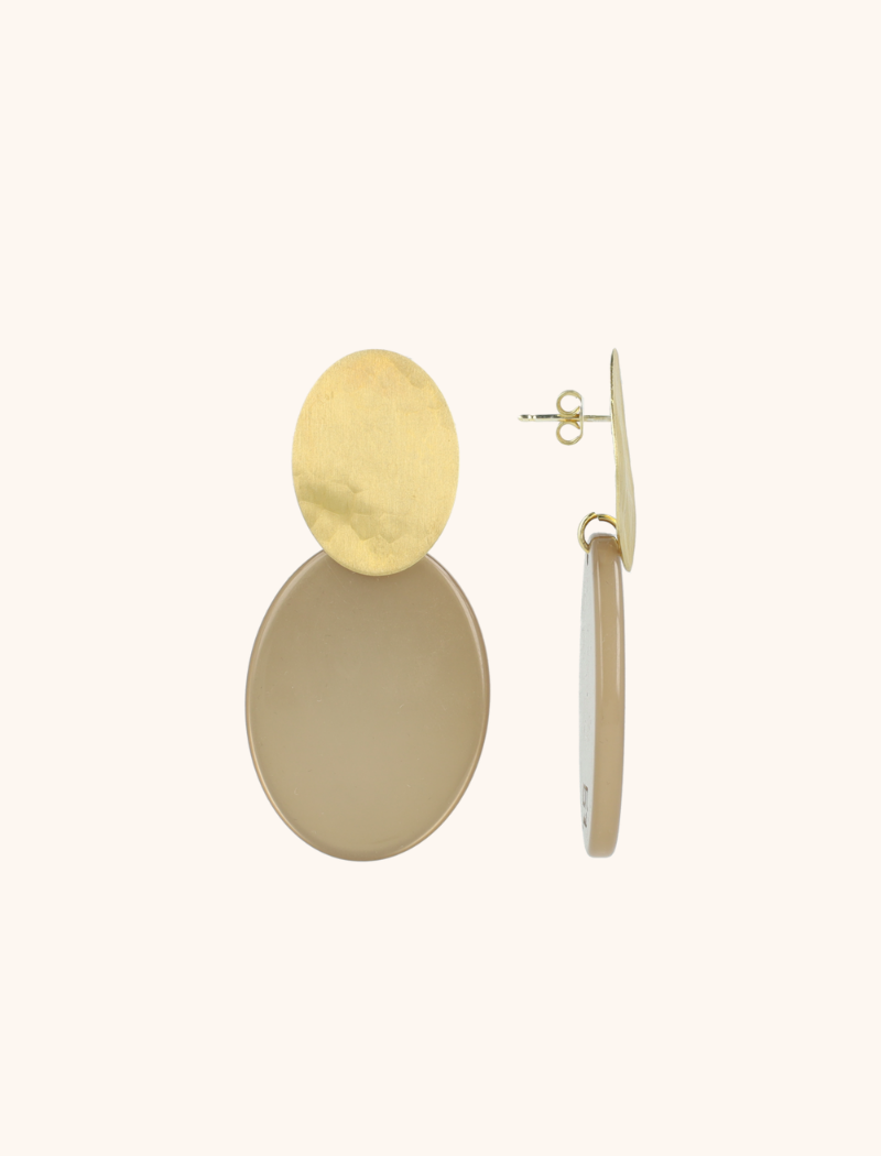 Beige Earrings Celia Oval S