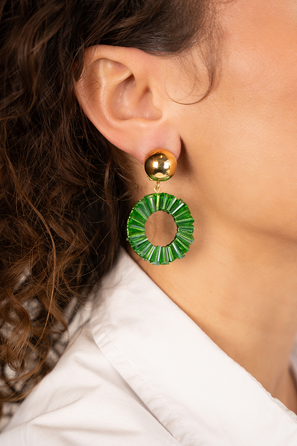 Green Earrings Danee Circle Clip