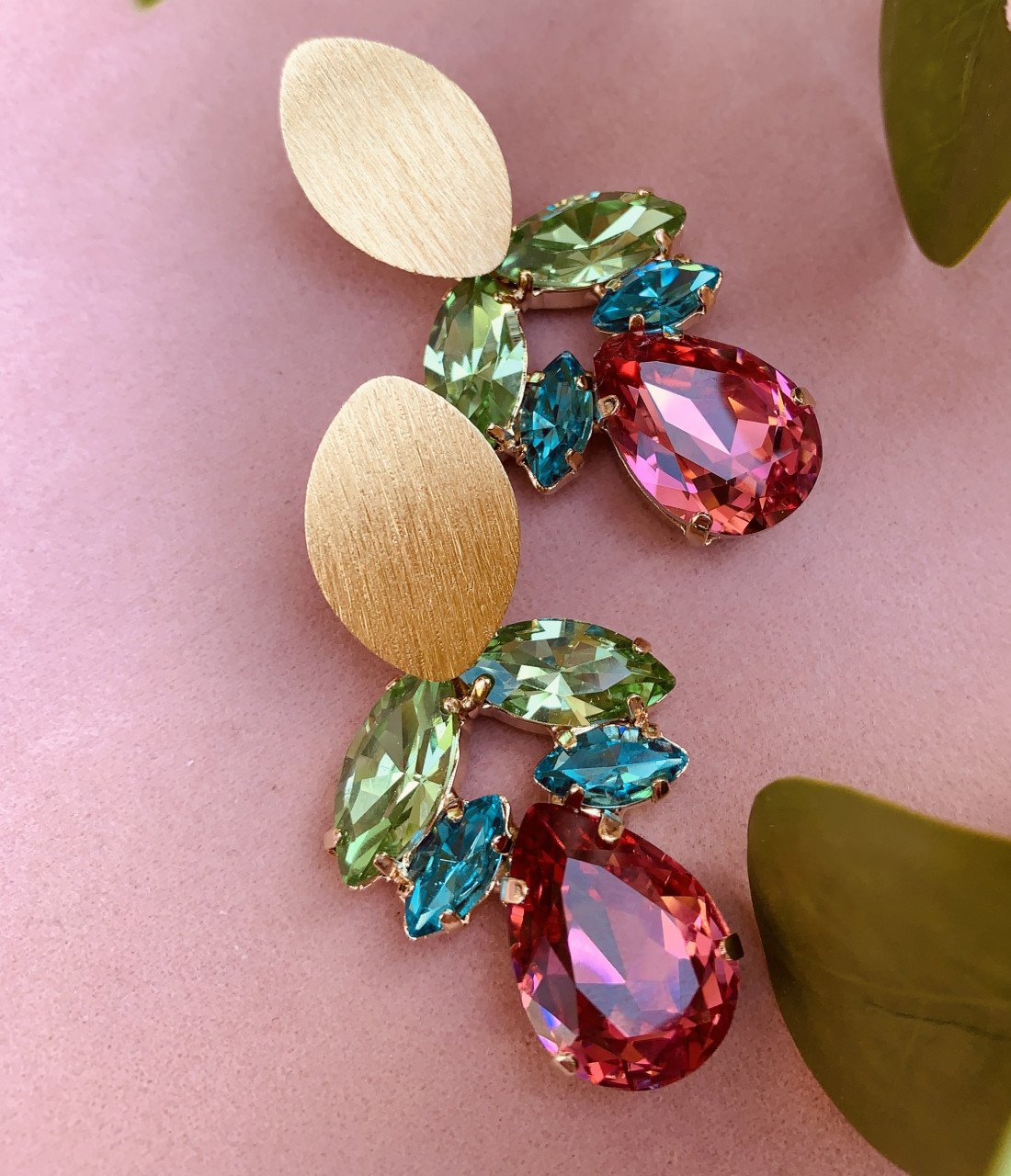 Joni Strass ornament rainbow earrings 