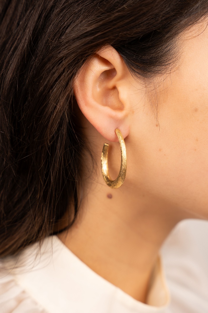 Gold-colored Earrings Oval Creole Teardrop S