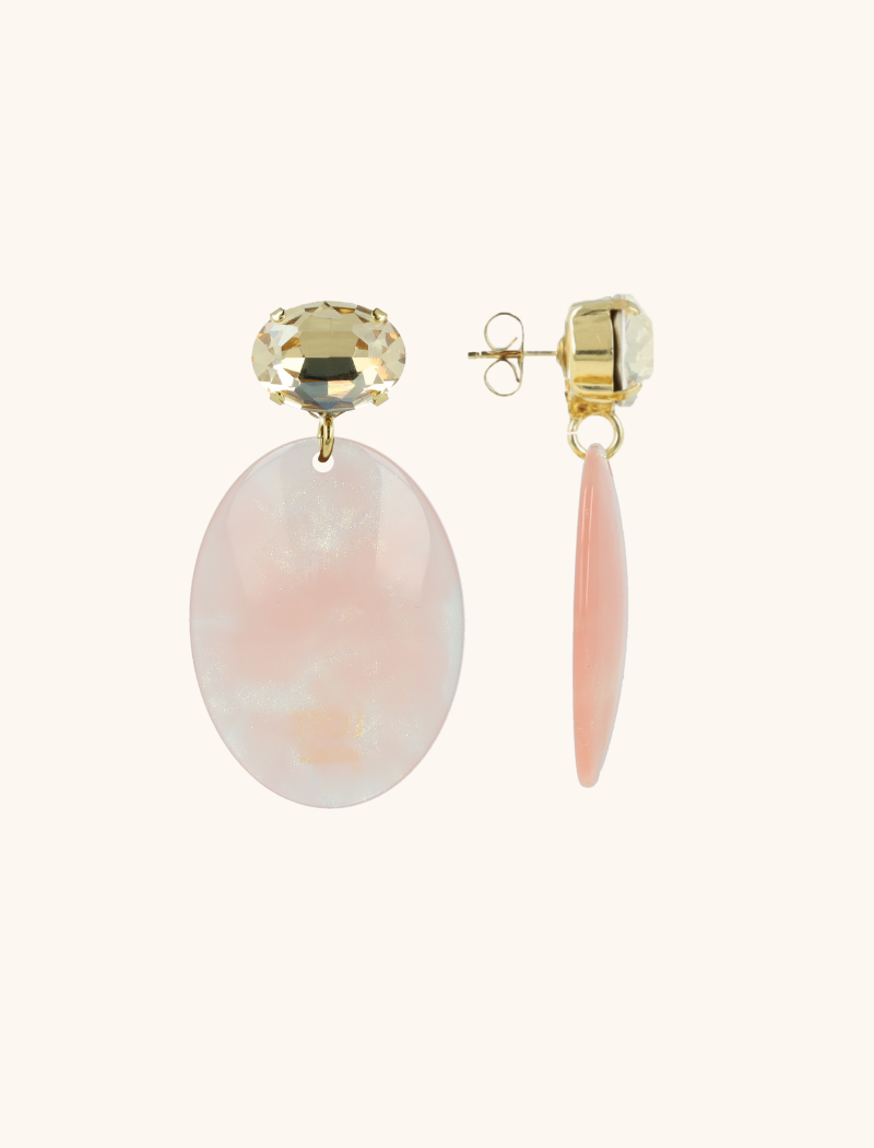 Gold Rose earrings Celia oval L rhinestone