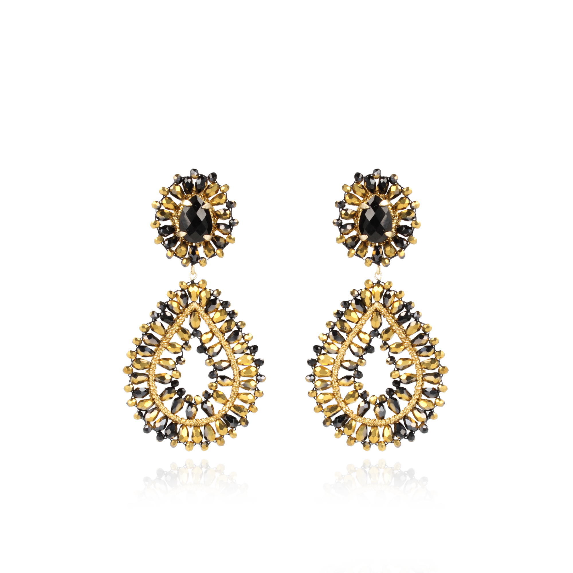 Black Gold-coloured Earrings Apollo Double Drop