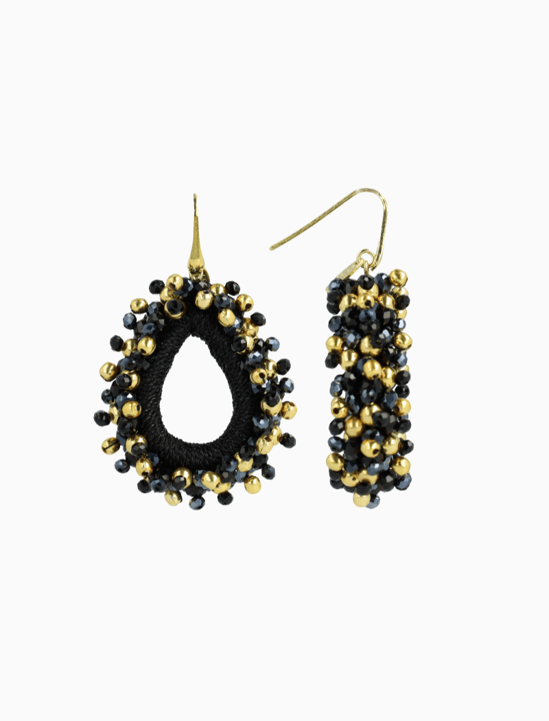 Zwarte Oorbellen Carina Urchin Drop M