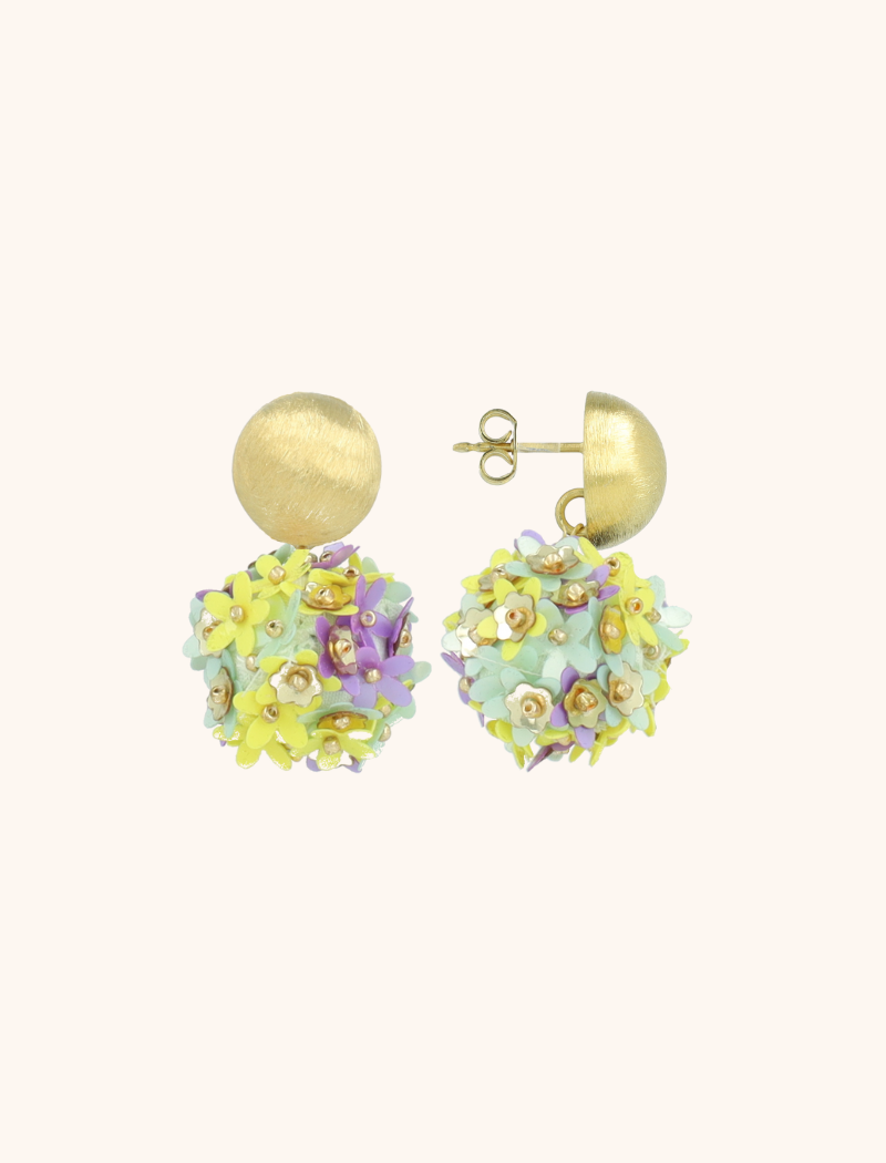 Yellow/Lavender/Mint Oorbellen Daisy Flower Globe M