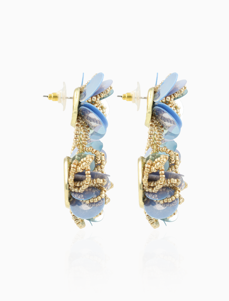 Blauwe Oorbellen Double Knotted Sequins Earring M Millie