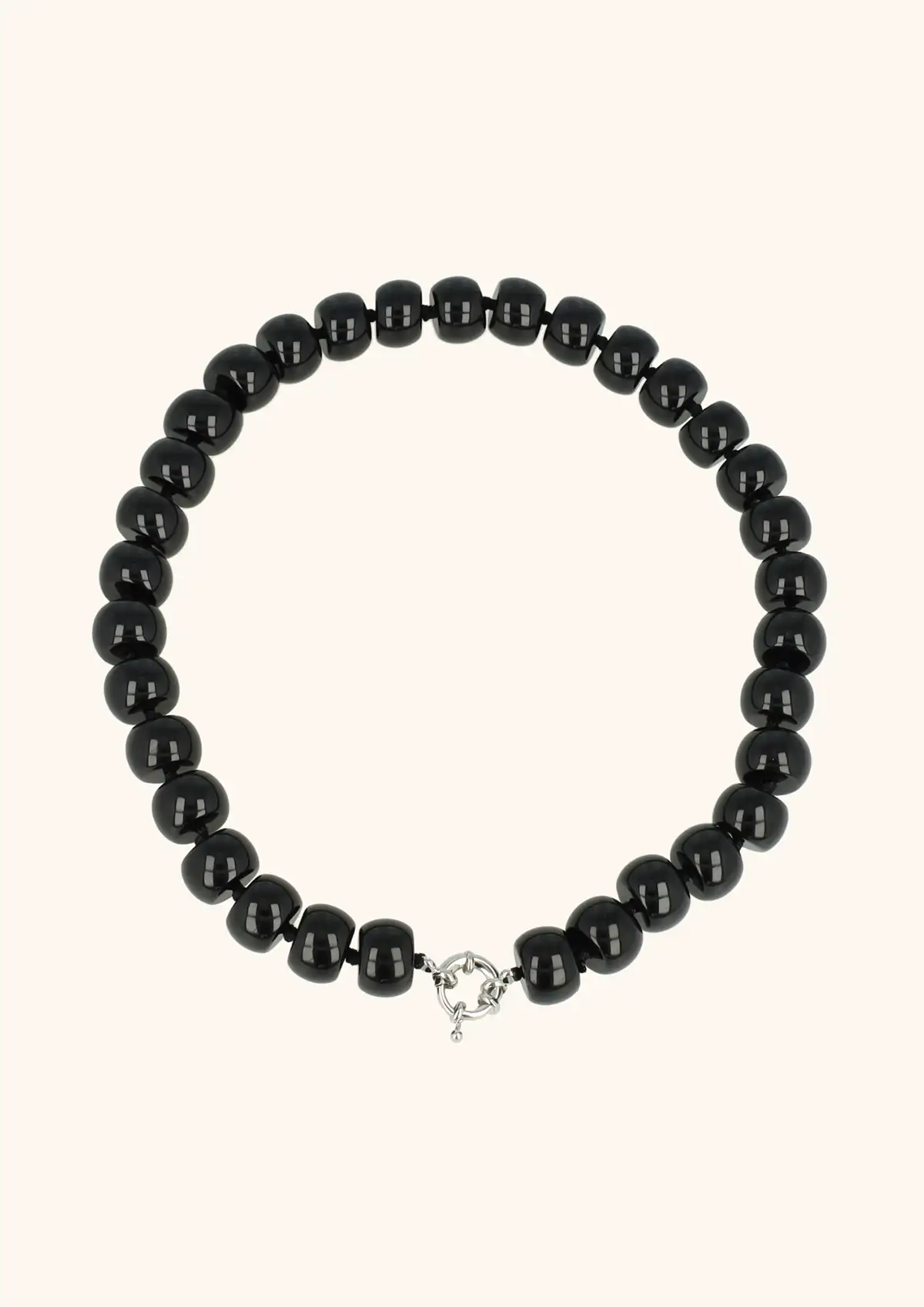 Zwarte Ketting met Rondel Steentjes