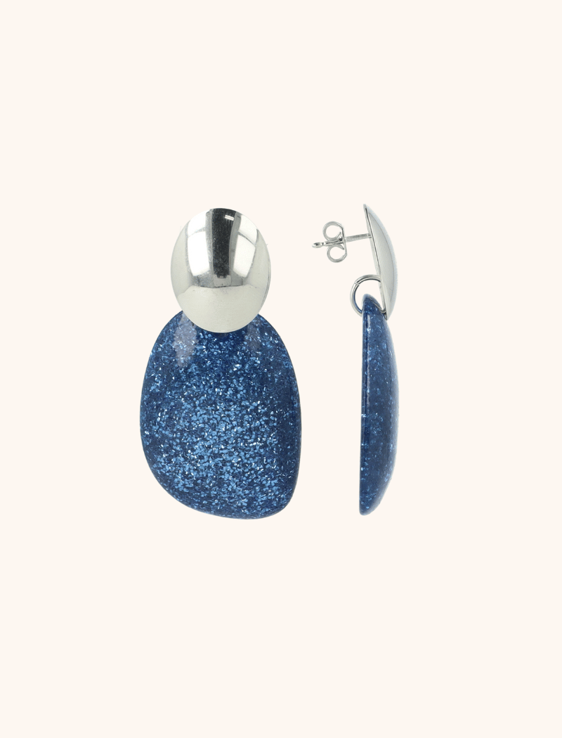 Blauwe Glitter Oorbellen Little Sara Asymetrisch Strass Ovaal Slott-theme.productDescriptionPage.SEO.byTheBrand