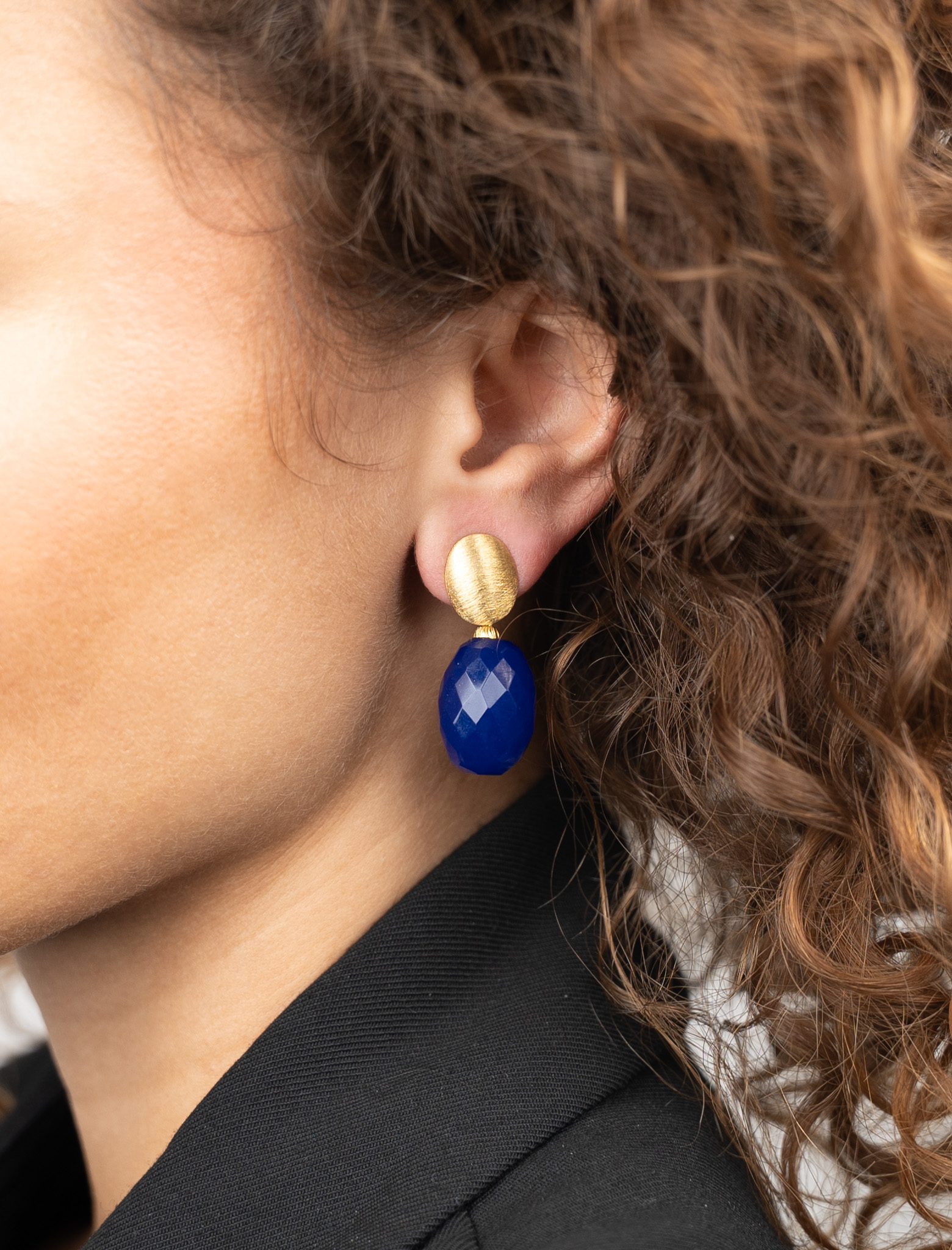 Royal Blue Earrings Oval Egg M Romijn