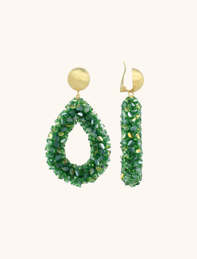 Green Earrings Marieke Drop L Raw Clip