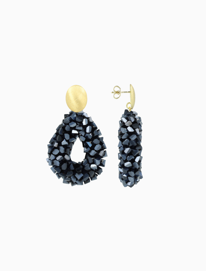 Metallic Blue Oorbellen Marieke Drop S Raw