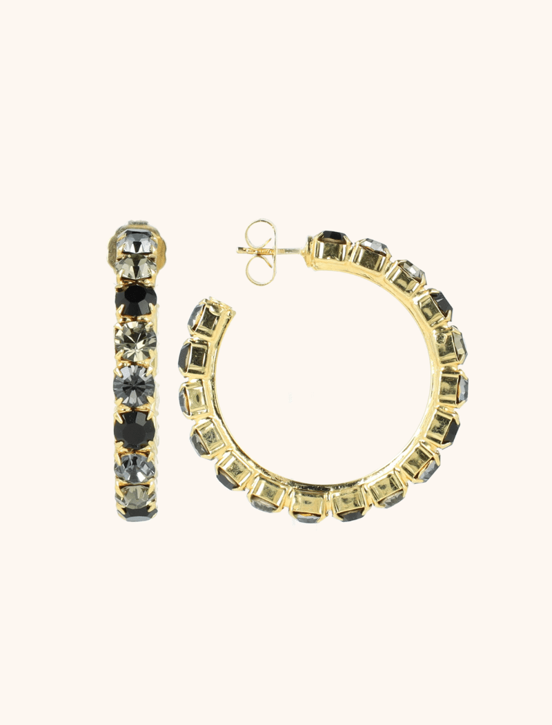 Zwarte Oorbellen Strass Julliette Creool