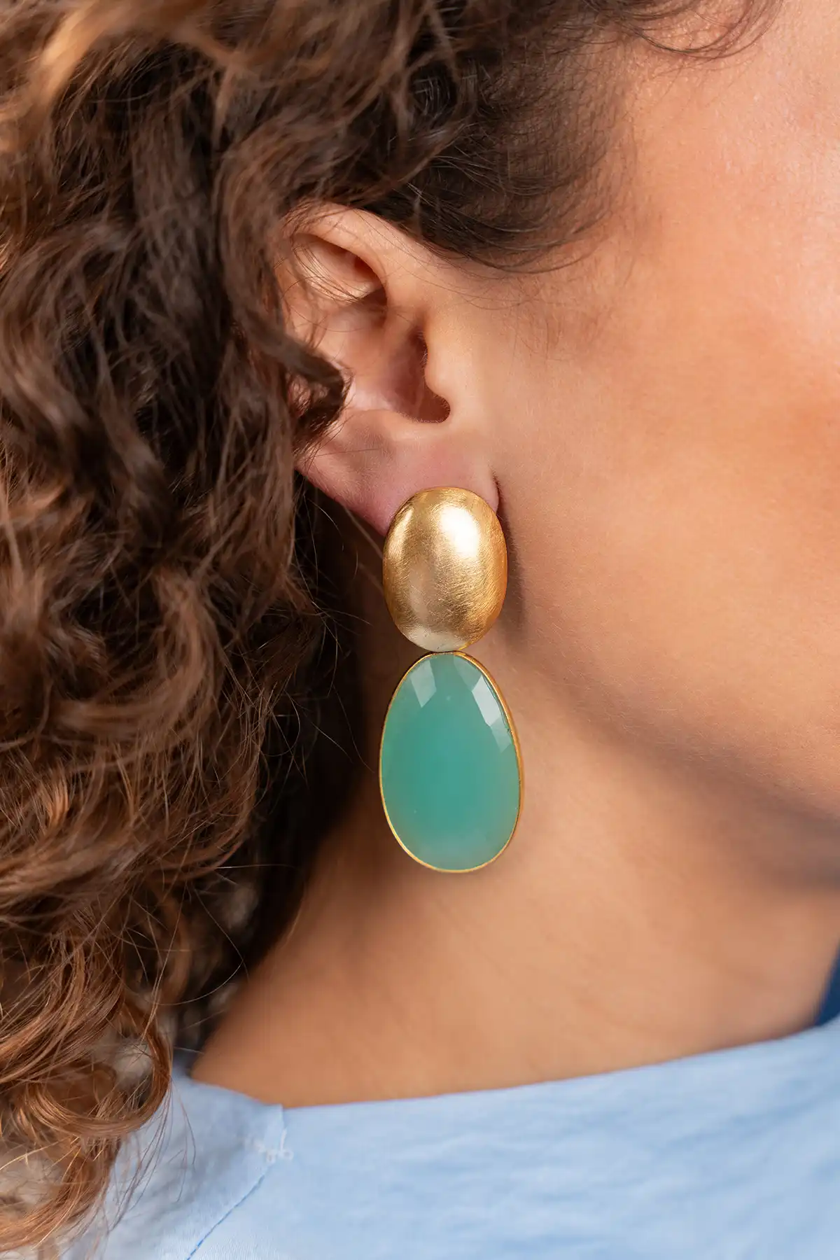 Turquoise Oorbellen Doris Framed Oval w/ Oval Earplug