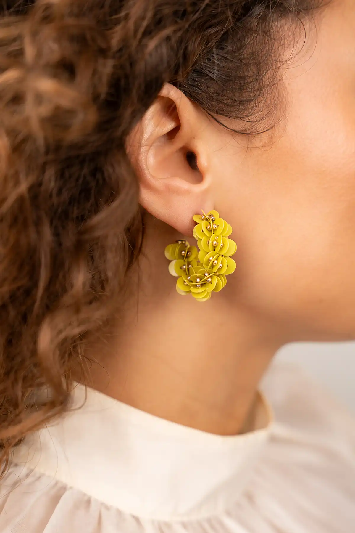 Lime earrings sequin creole S