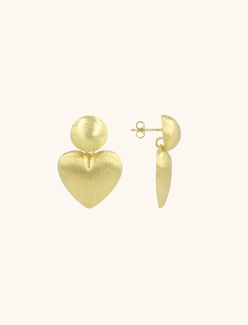 Classic Earrings Brushed Stud Heart S