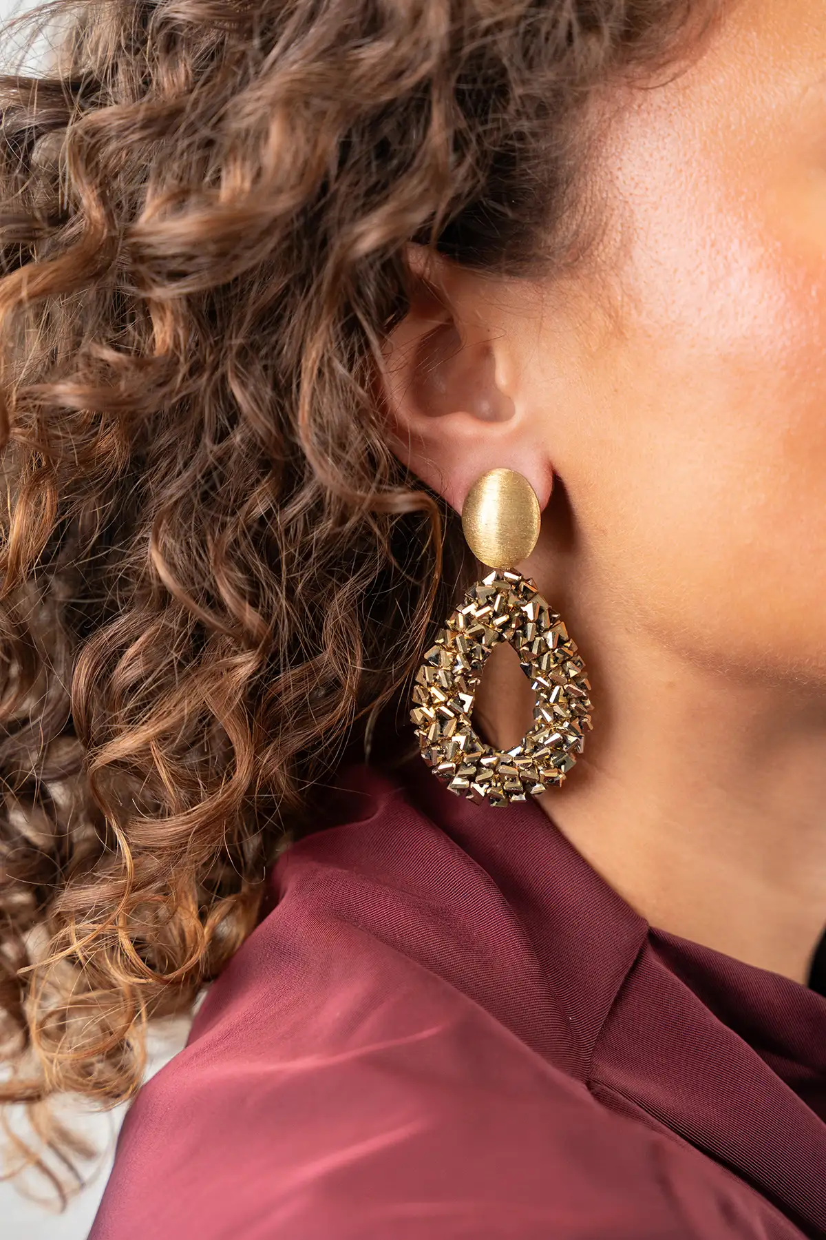 Gouden Oorbellen Drop L Raw Marieke