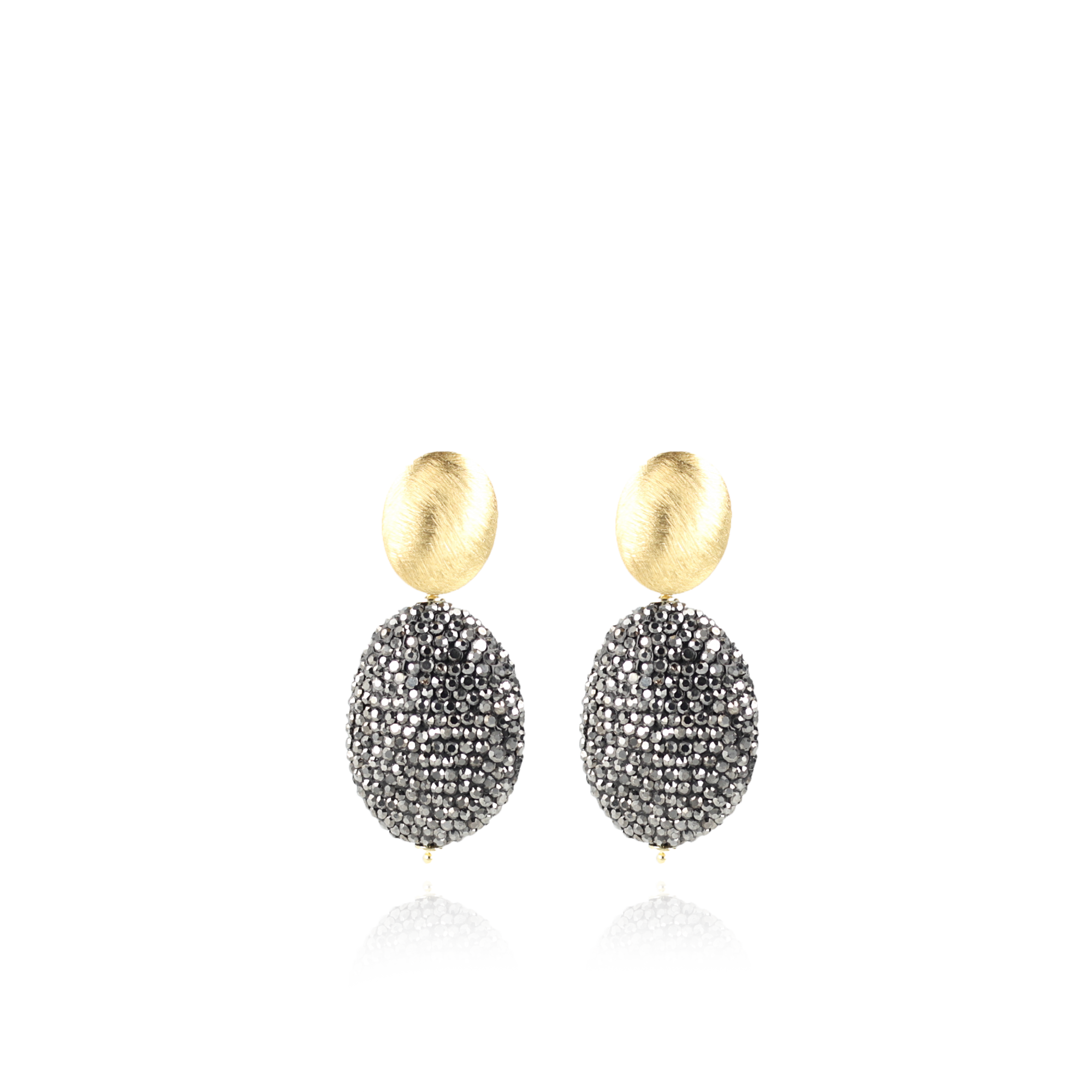 Donker Grijze Glitter Oorbellen Amber