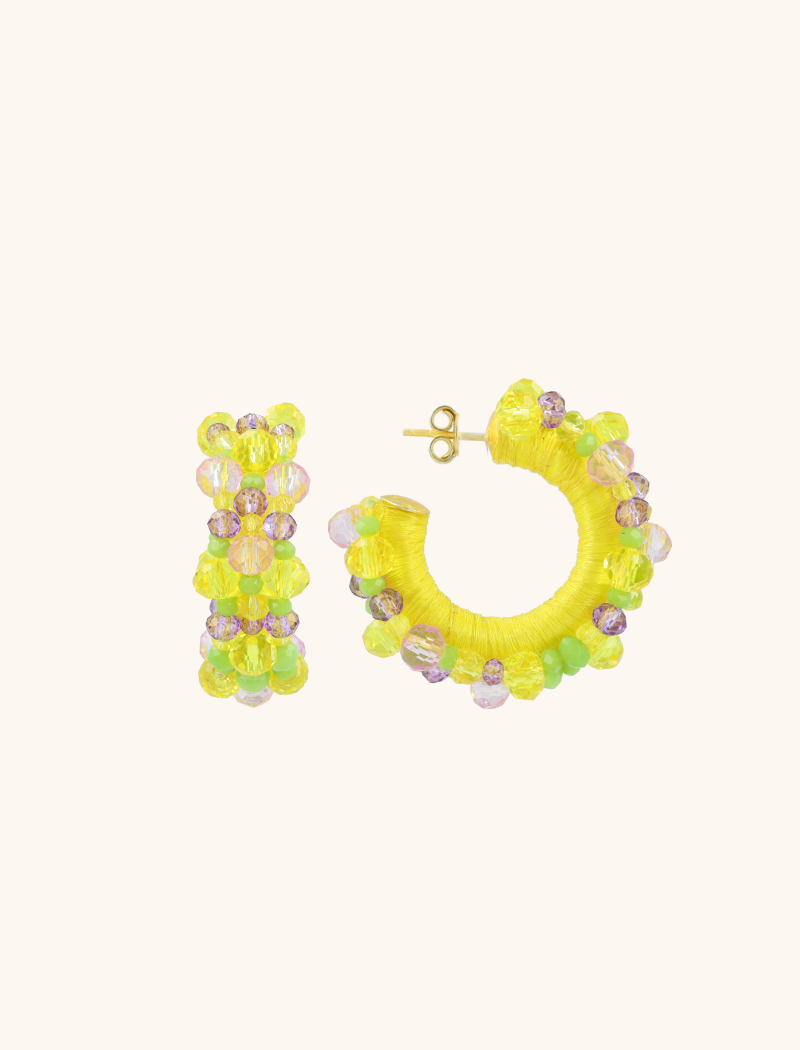 Yellow Lime Mix Earrings Brecht Urchin Creole Irregular Stones S