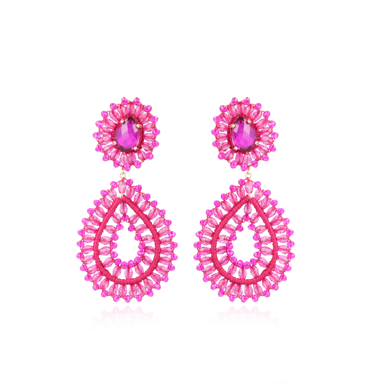 Fuchsia Oorbellen Apollo Double Drop