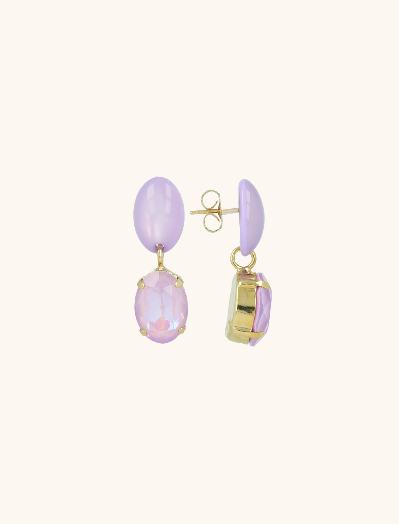 Lavendel Ohrringe Indy Oval Strass Pendant M  