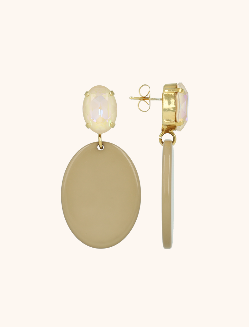 Taupe Oorbellen Isabella Oval S