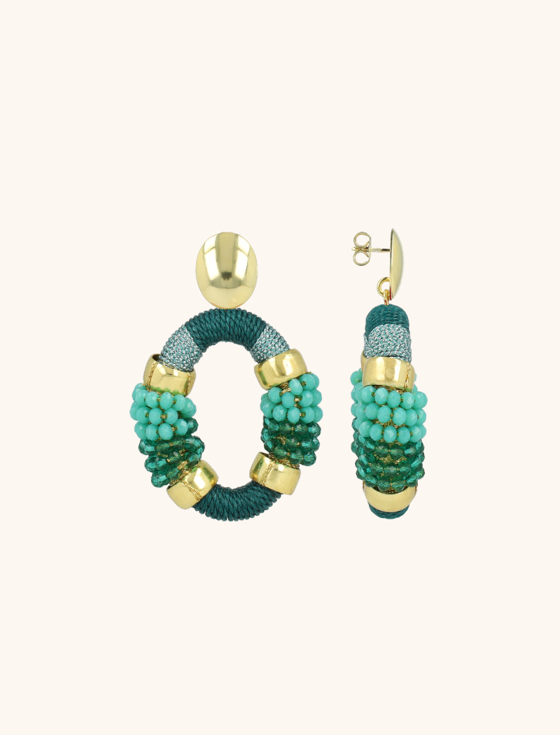 Groene Oorbellen Yara Combi Oval M Premium