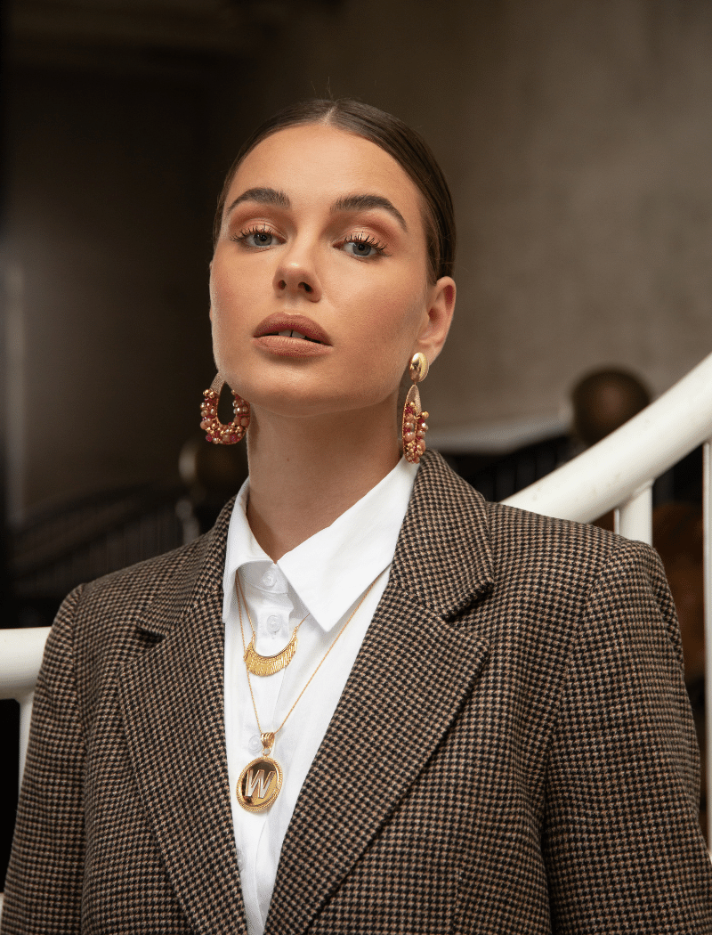 Beige Tangerine Oorbellen Cis Combi Druppel L