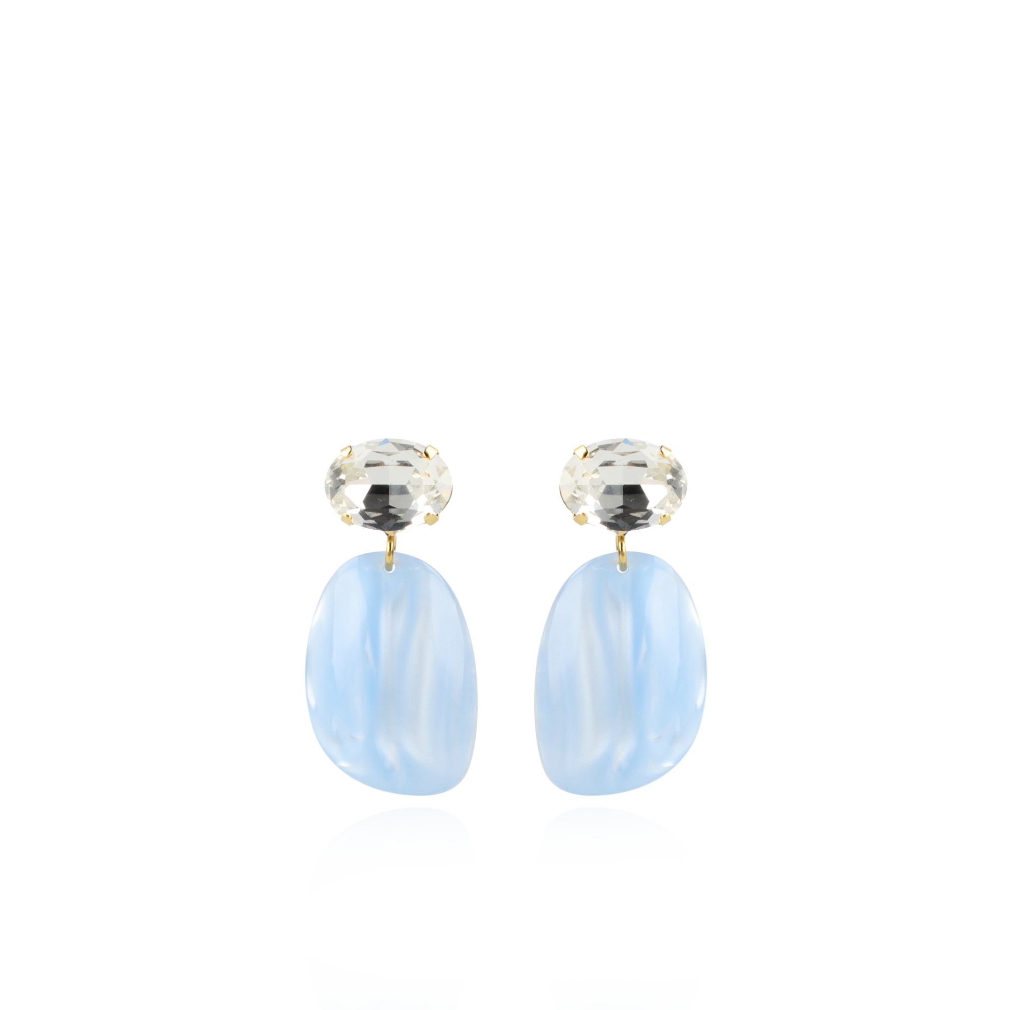 Azure Earrings Asymmetrical Oval S Zirconia