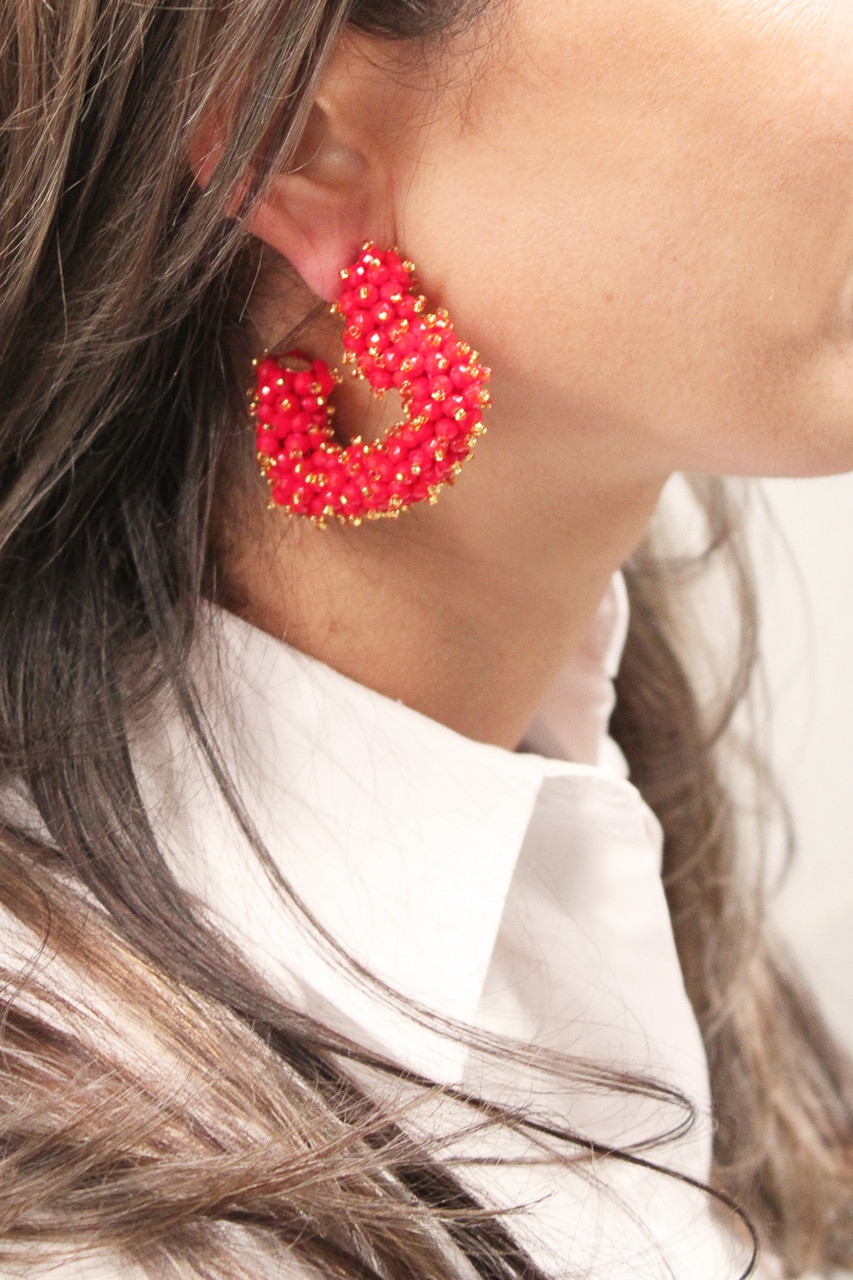 Red Sophia Earrings SophiaHeart Double Stones Creool