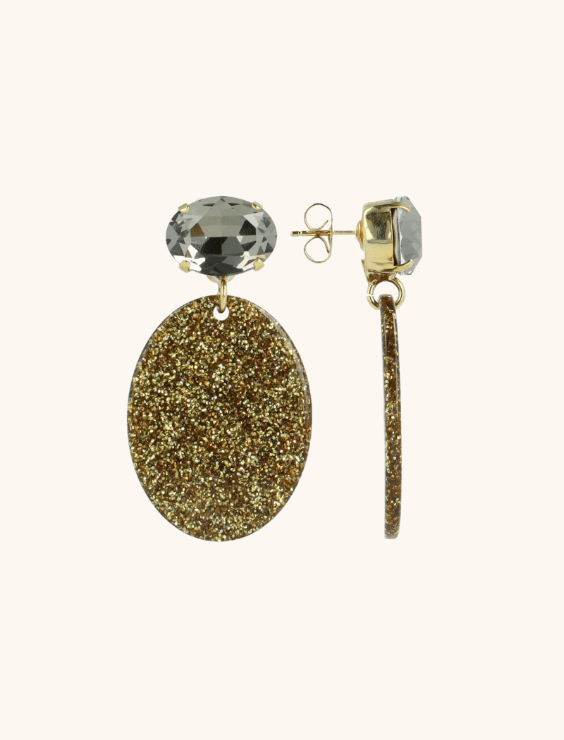 Goudkleurige Glitter Oorbellen Celia Strass Ovaal Slott-theme.productDescriptionPage.SEO.byTheBrand
