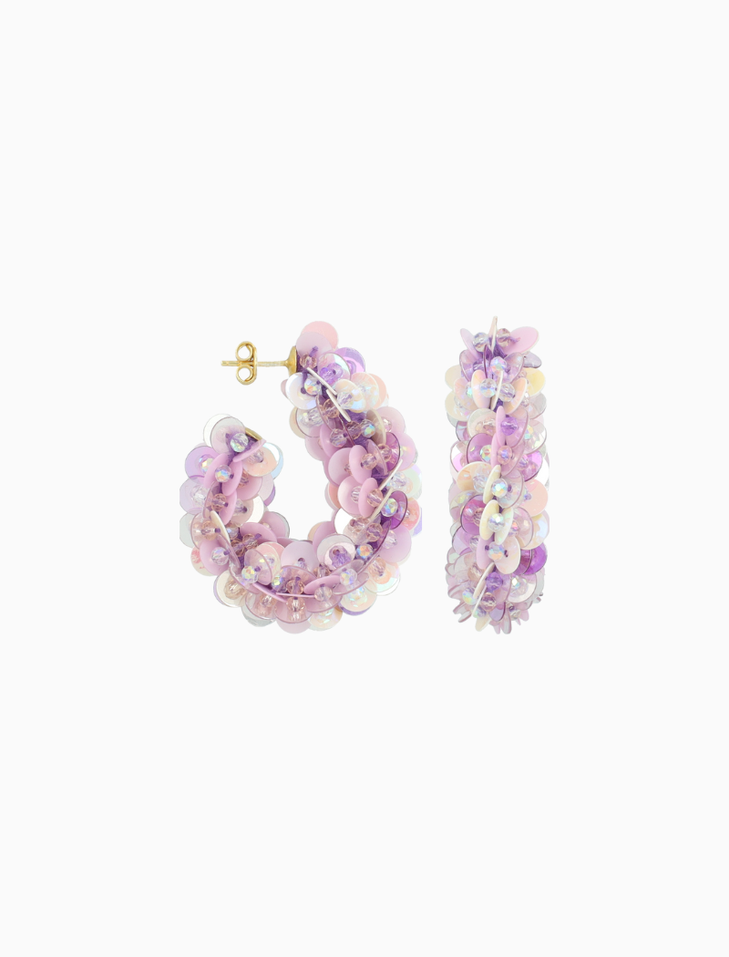 Lila Mix Oorbellen Eva Sequin Oval Creole L