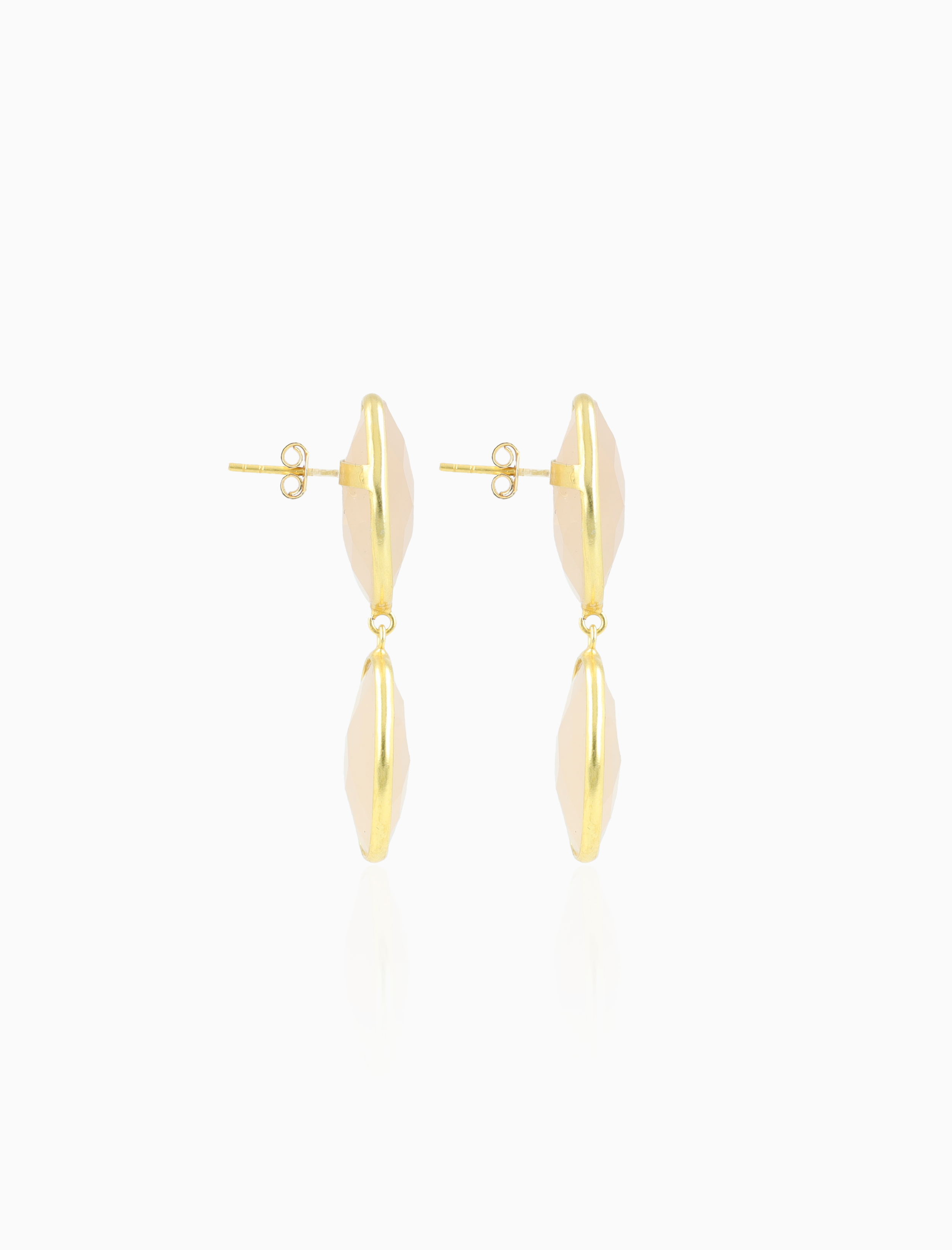 Warm Beige Oorbellen Camille Double Drop M pin