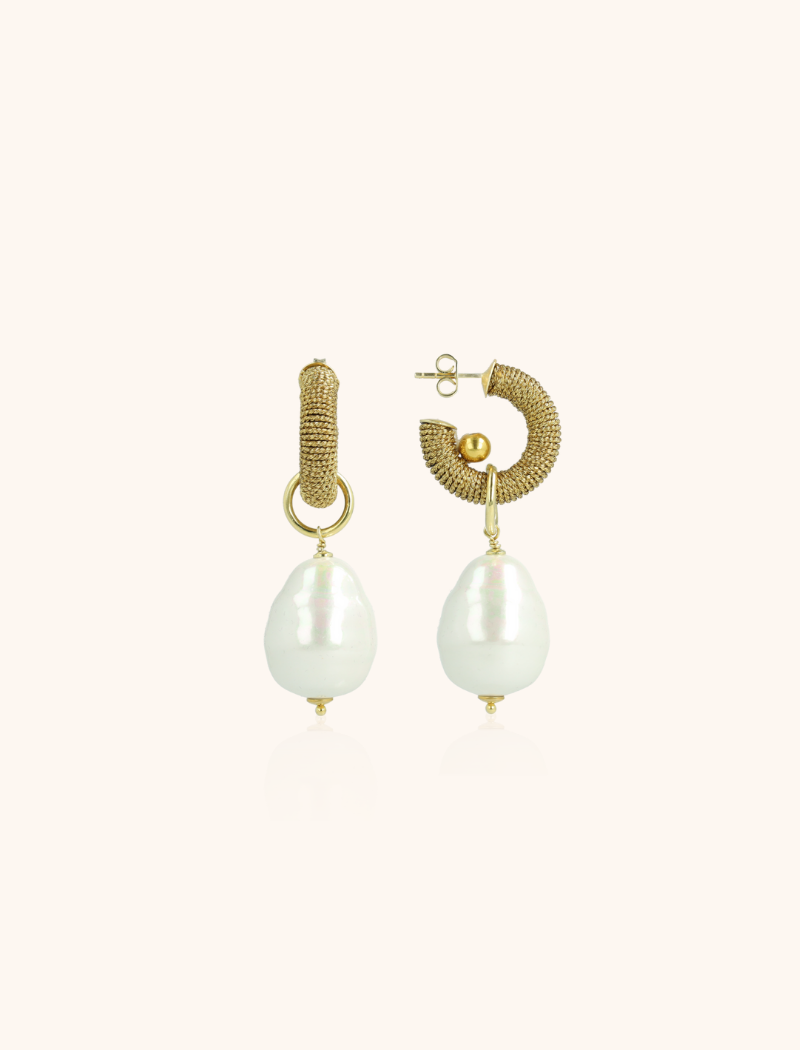 Gold Earrings Gaia Creole XS Pearl