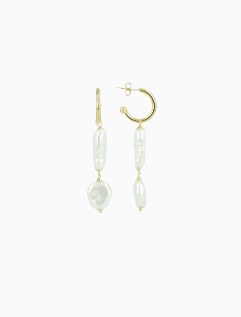 Double Shapes Earrings - Pearl