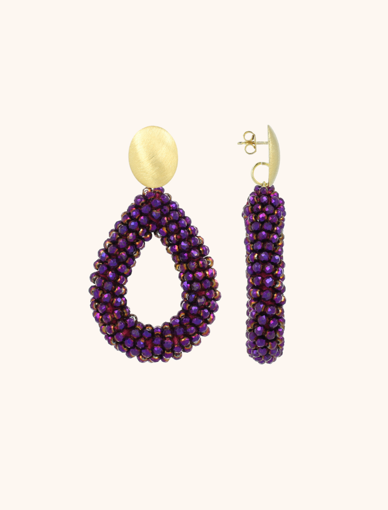 Metallische lila Ohrringe Berry Drop L