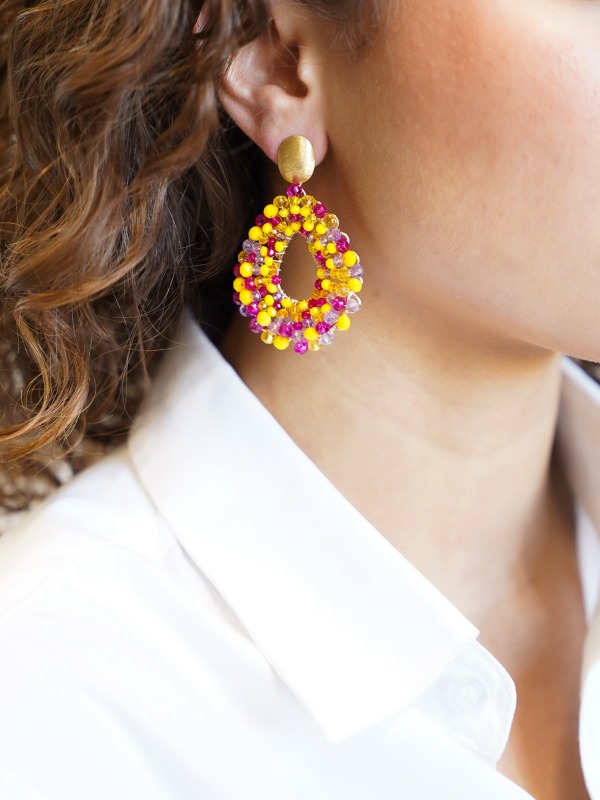 Mixed yellow earrings Babs open drop