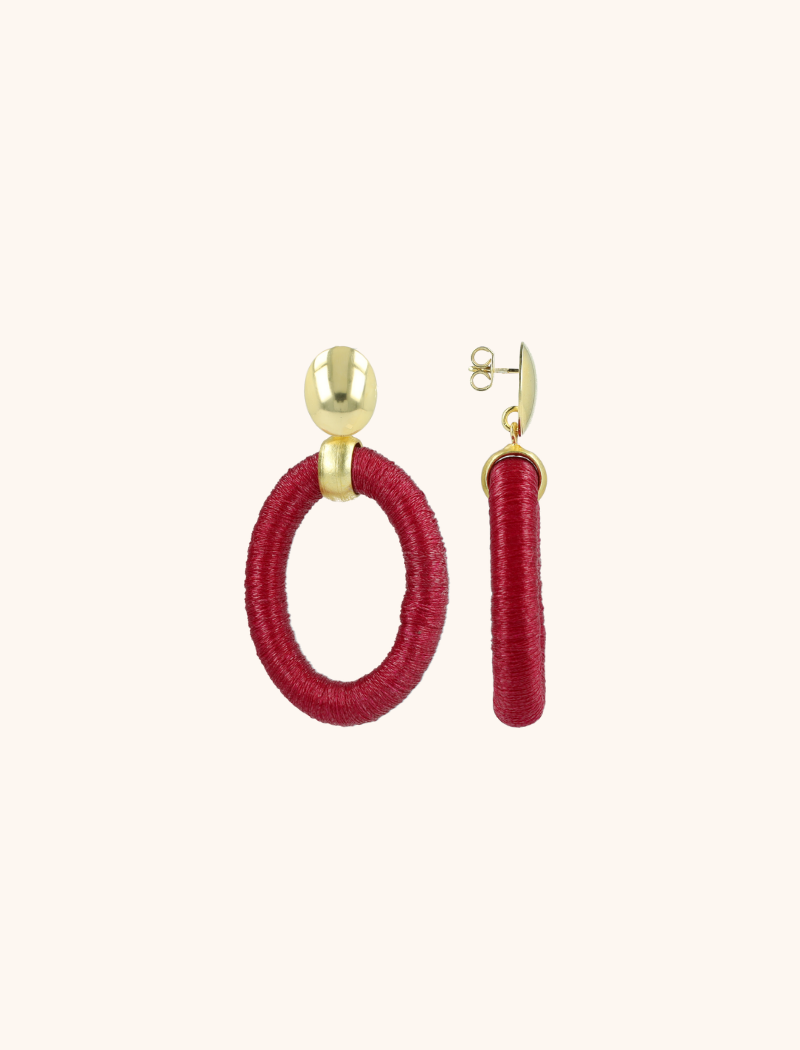 Dunkel Fuchsia Ohrringen Faye Oval Bead Threated S