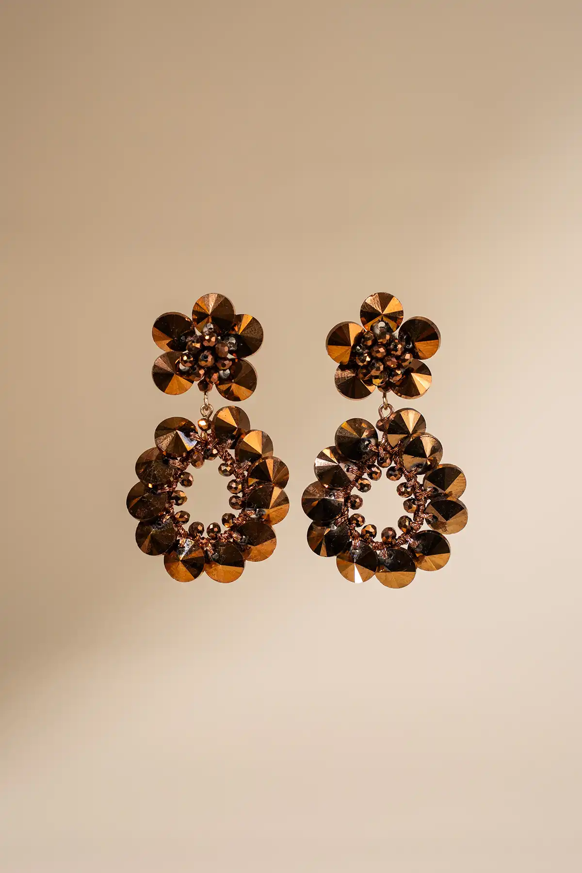 Koperen Oorbellen Apollo Double Drop S/M