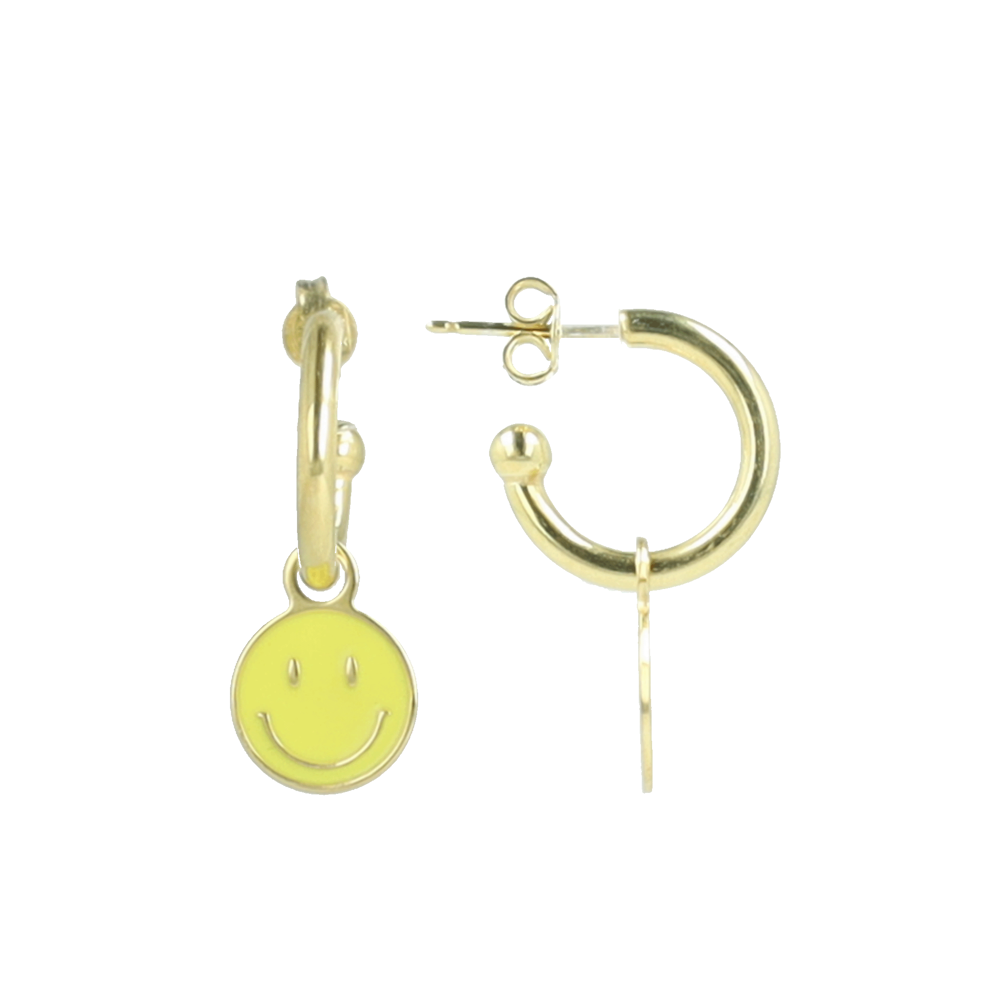 Smiley earrings enamel yellow