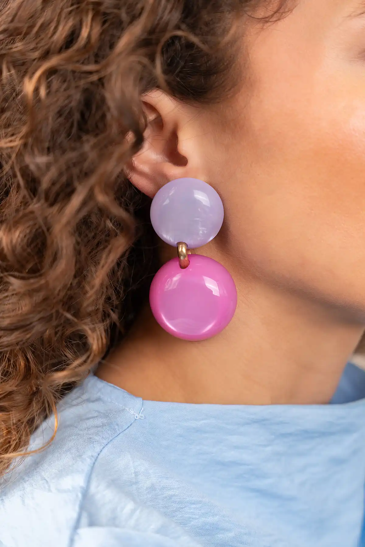 Paarse Oorbellen Polly Statement Double Round M