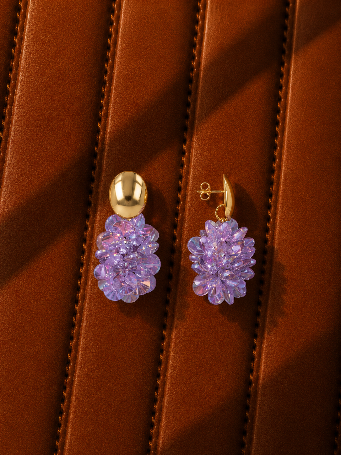 Lavendel Holo Oorbellen Crystal Grape