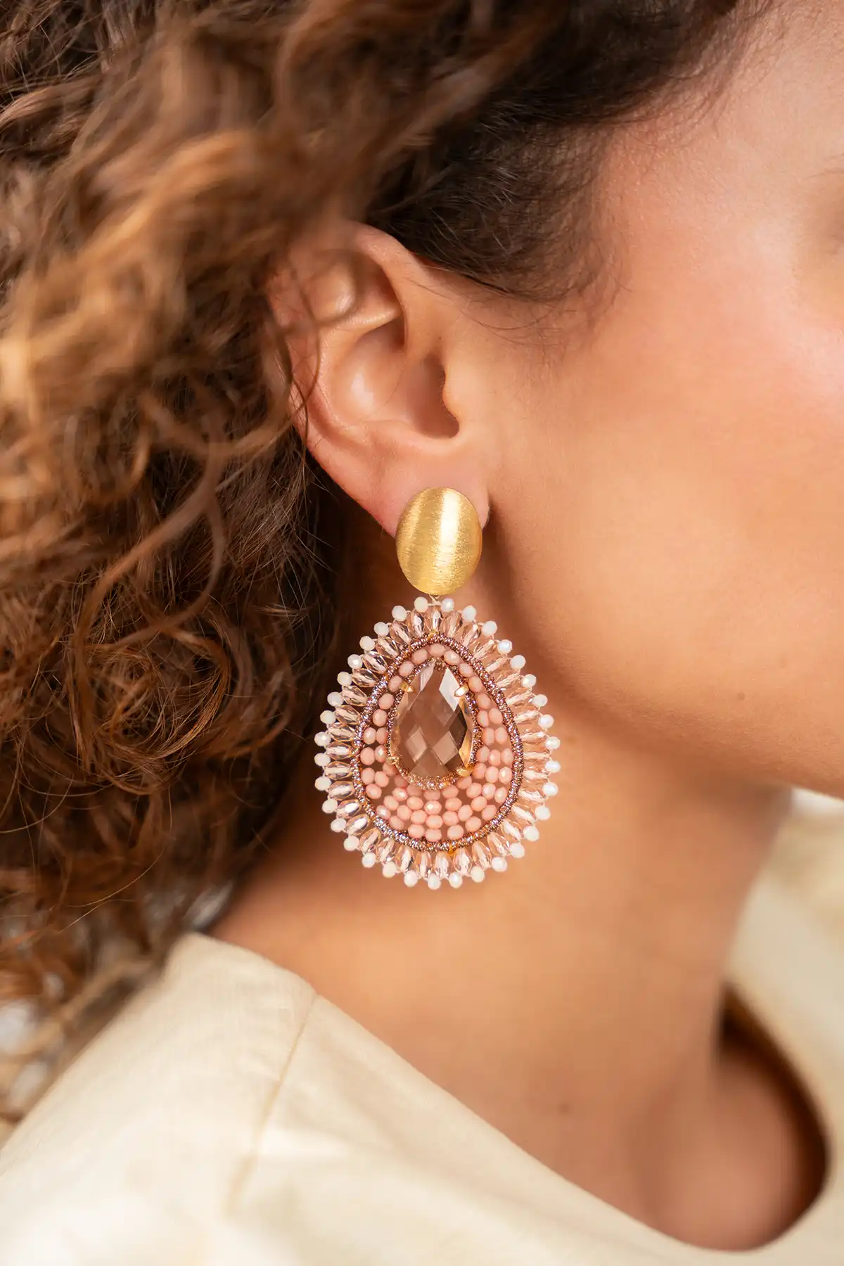 Coral Oorbellen Lina Filled Drop with Stone
