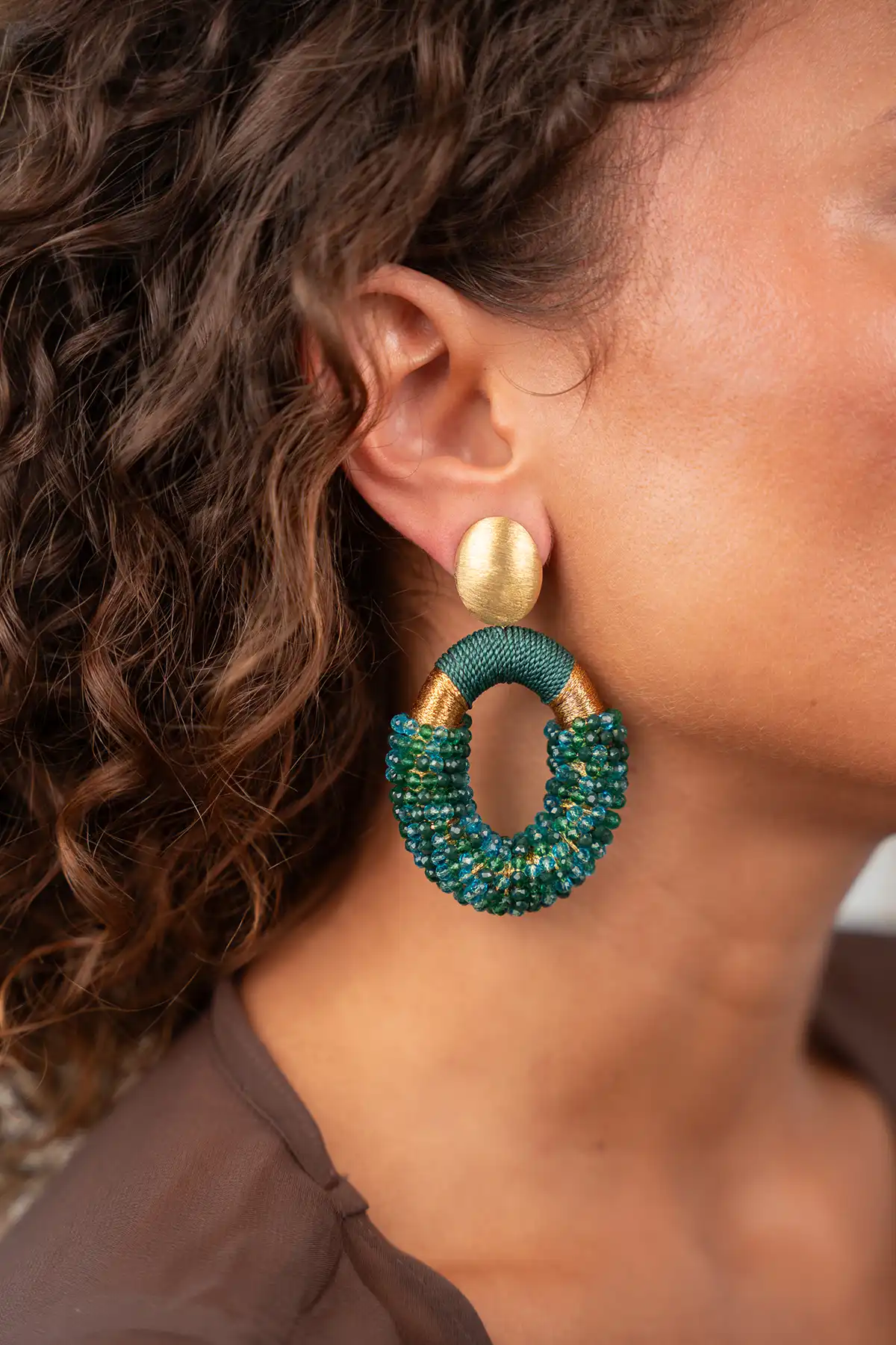 Groene Oorbellen Yara Combi Oval L