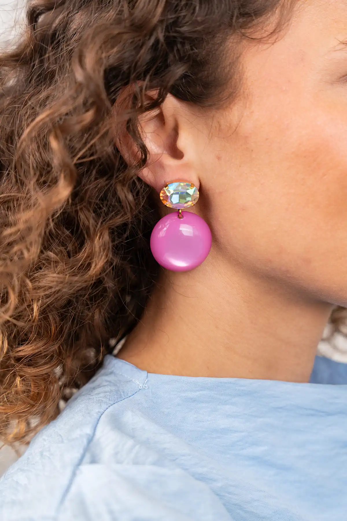 Fuchsia Oorbellen Lara Circle Element