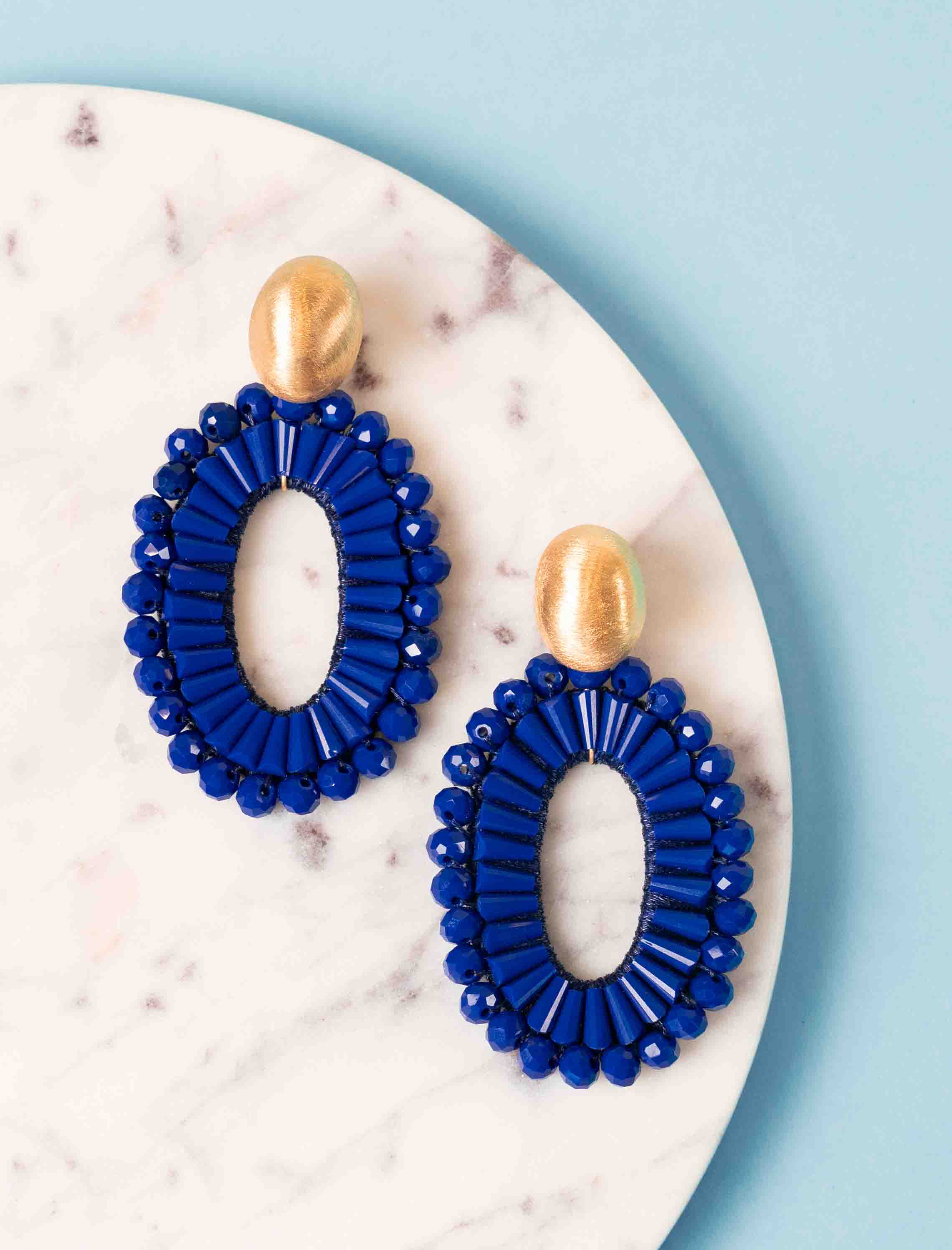 Blauwe Oorbellen Open ovaal Double Beads Ann-Marylott-theme.productDescriptionPage.SEO.byTheBrand