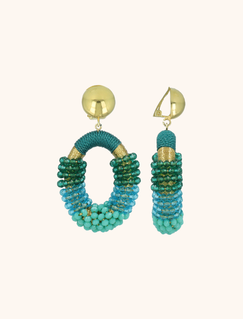 Groene Oorbellen Yara Combi Oval M Clip