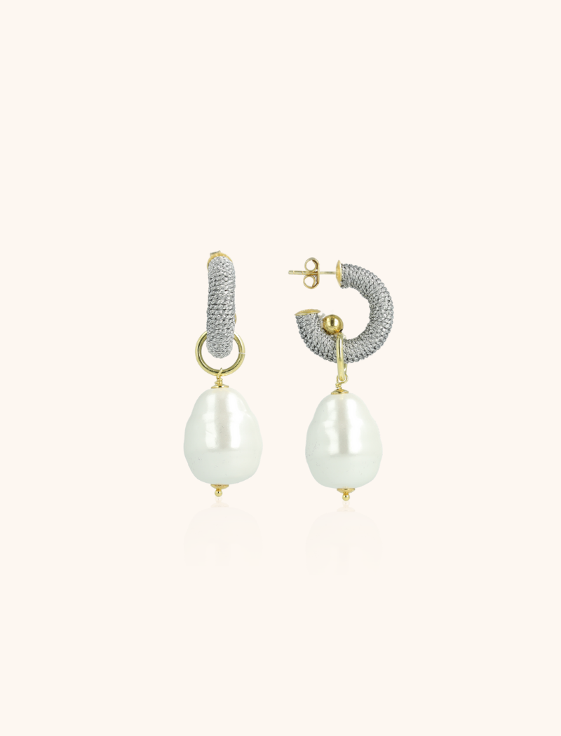 Silver Earrings Gaia Creole XS Pearl