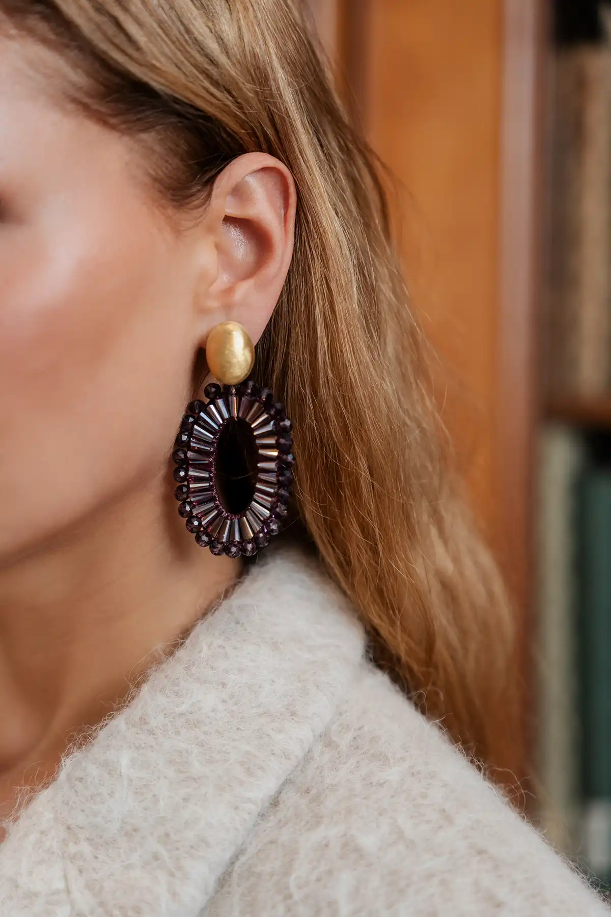 Metallic Aubergine Earrings Ann-Mary Ovallott-theme.productDescriptionPage.SEO.byTheBrand
